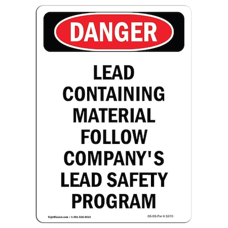 OSHA Danger, 10 Height, 14 Width, Rigid Plastic